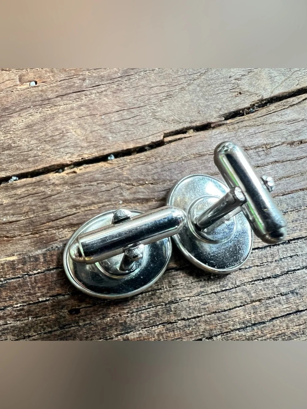 Monogram 'M' Black and Silver Oval Cufflinks